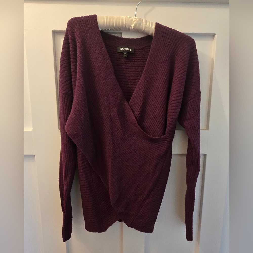 NWOT Express Burgandy Wrap Front Sweater
